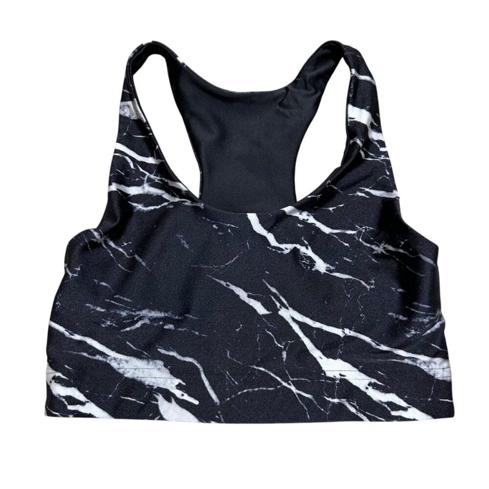 Terez New York Womens Size Small Black White Marble Print Racerback Sports Bra